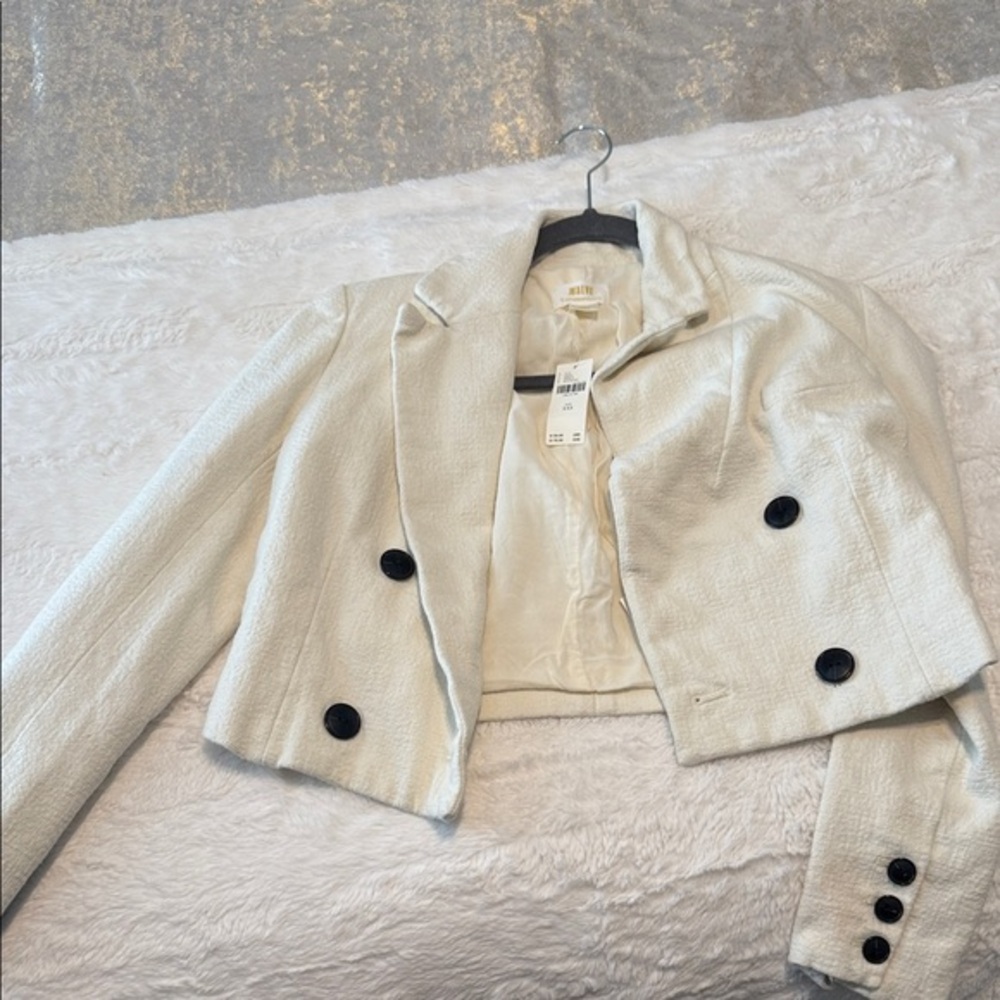 Maeve Anthropologie Women's Cream Cropped Jacket